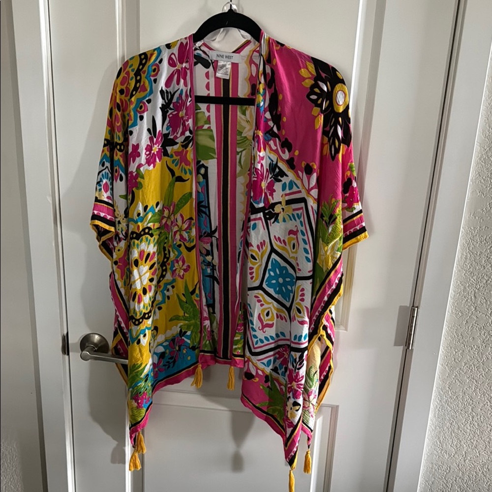Nine West Pink and Yellow Floral Kimono